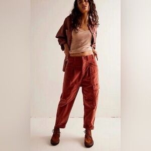 Free People Bay To Breakers Soft Corduroy Pants Copper Brown/Rust drop waist